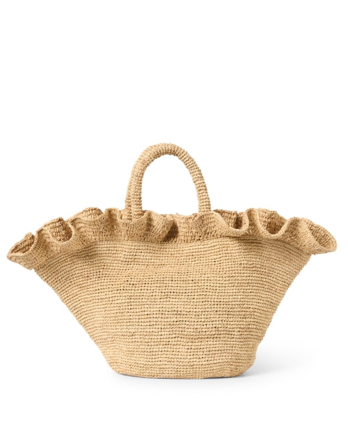 Stylish Cyrus Raffia Ruffled Spacious Tote Bag for Summer