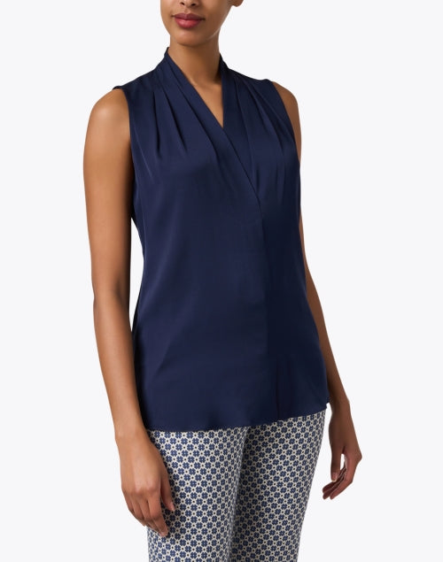 Navy Blue Stretch Silk Georgette Women's Mila Blouse by Kobi Halperin