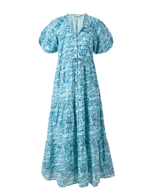 Banjanan's Poppy Artistic Aqua Print Women's Cotton Day Dress