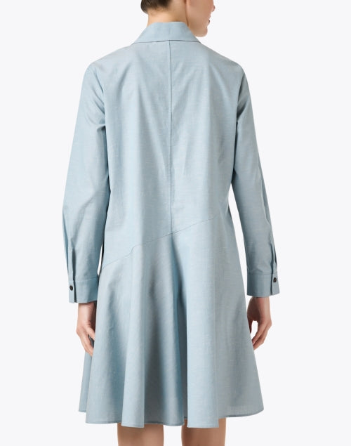 Stylish Blue Women's Flounce Hem Shirt Dress