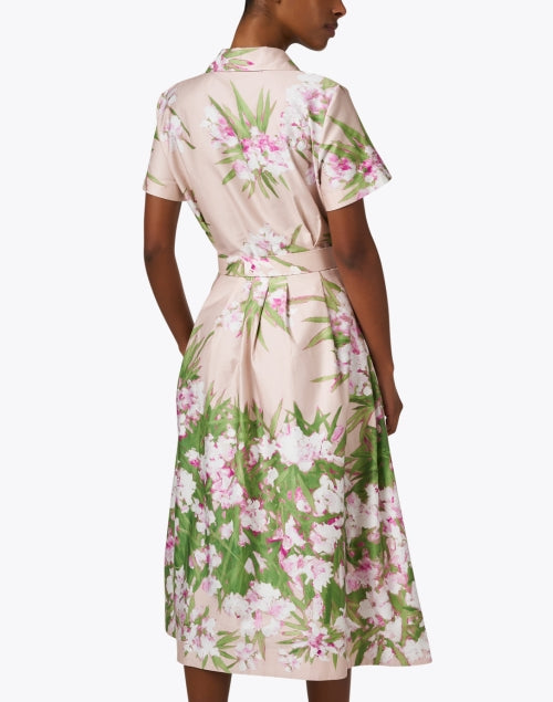 Liguria Women's Pink Floral Print Short Sleeve Shirt Style Dress