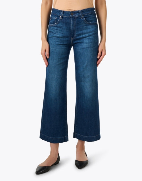 Stylish Saige Blue Wide-Leg Cropped Ankle Denim Jeans