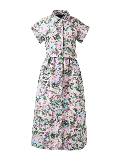 Abbey Glass Women's Harper Multi - Color Floral Jacquard Mid - length Shirt Dress for Spring
