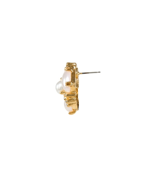 Stylish Gold and Pearl Cluster Post - Back Earrings by Kenneth Jay Lane
