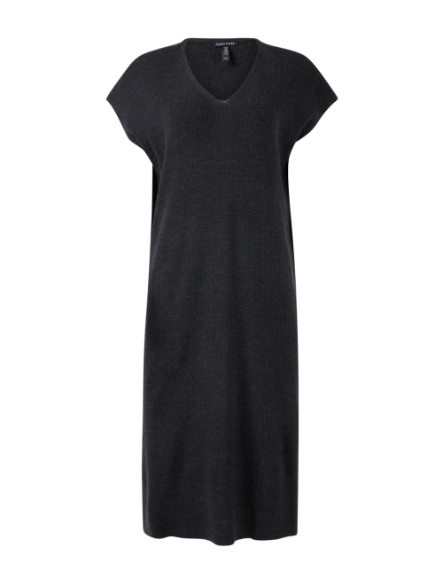 Stylish Charcoal Grey Merino Wool Shift Dress for Women