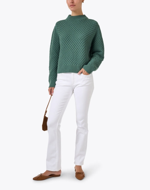 Lafayette 148 New York's Elegant Ivy Green Wool - Cashmere Blend Sweater