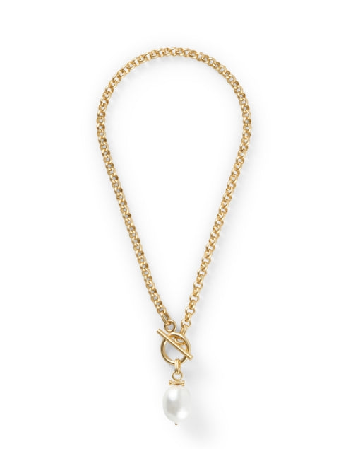 Elegant Matte Gold Plated Pearl Pendant Necklace by Deborah Grivas