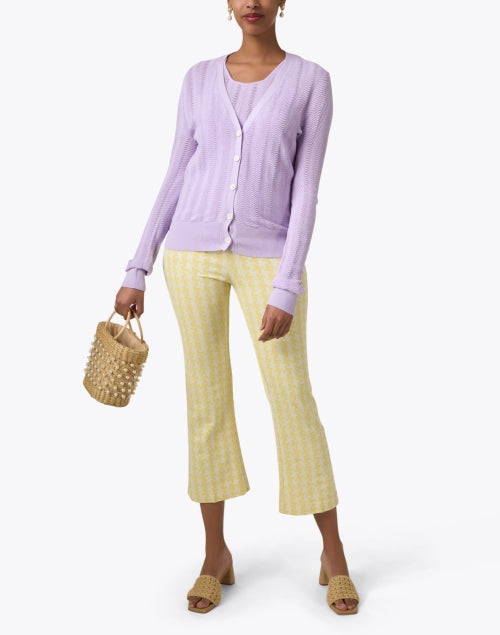 Luxurious Cotton Blend Pointelle Lavender Women's Cardigan