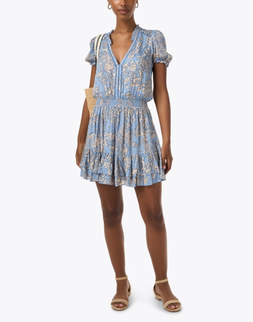 Poupette St Barth's Charming Blue Printed Mini Bibi Dress