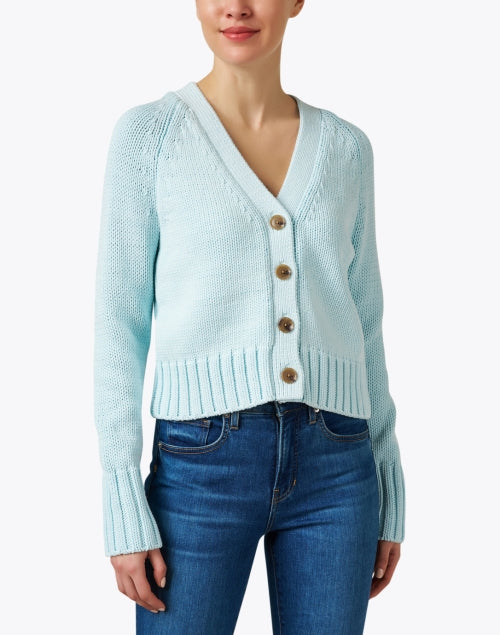 Stylish Aqua Blue Cotton-Mixed Cardigan for Year-Round Wear