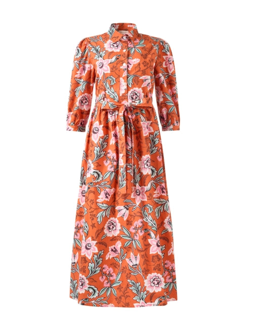 Banjanan's Feminine Marlene Orange Floral Print Day Dress