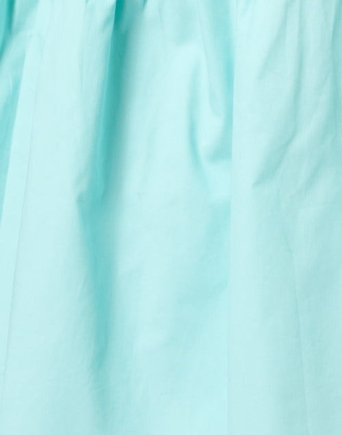 Thalia Comfortable Short - Sleeved Round - Neck Aqua Cotton Summer Dress