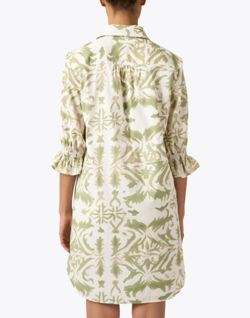 Stylish Miller Sage Green and White Printed Women's Shirt Dress