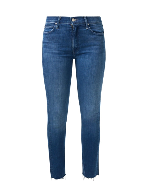 Stylish Dazzling Blue Stretch Skinny Ankle - Frayed Jeans