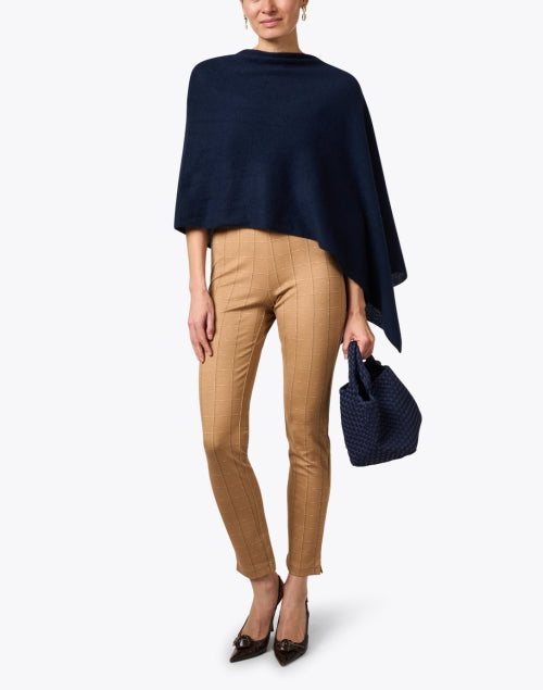 Cozy Midnight Blue Lightweight Cashmere Ruana Poncho