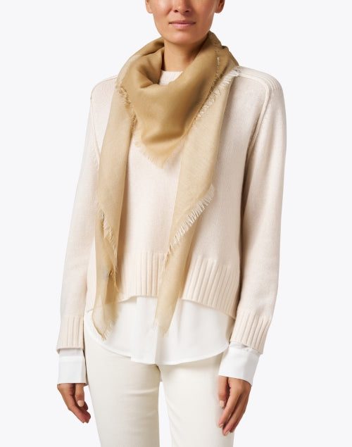 Stylish Camel Ombre Patterned Soft Cashmere Scarf