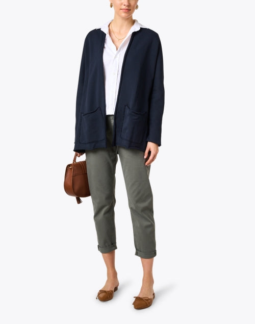 Stylish Barbara Navy Soft Cotton Cardigan for Versatile Layering