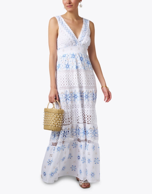 Appia Breathable White Cotton Dress with Intricate Embroidered Details