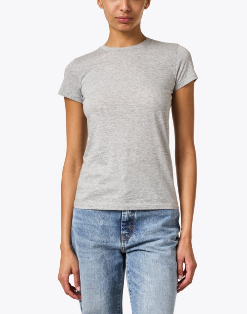 Comfortable Grey Pure Cotton Short-Sleeved Crew Neck T-Shirt