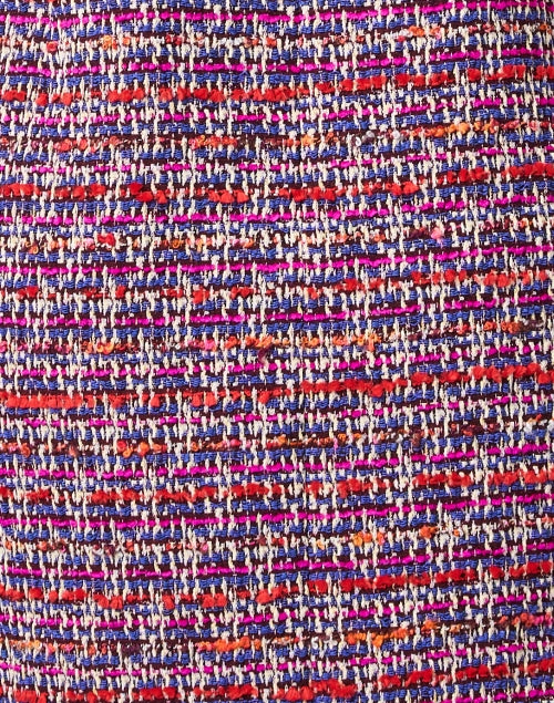 Santorelli's Shea-style Magenta Tweed Mini Dress with Fringe and Faux Gold Button Closure