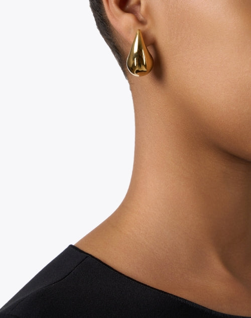 Stylish 24k Gold Plated Teardrop Post-back Earrings for Everyday Wear