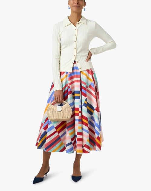 Stylish Full - Circle Multi - Printed 100% Cotton Skirt for New Season