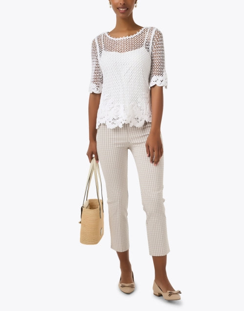Beige Check Stretch Cropped Pull - On Brigitte Trousers