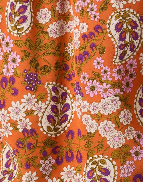 Weekend Max Mara Women's Belfast Silk Blouse with Stunning Orange Print