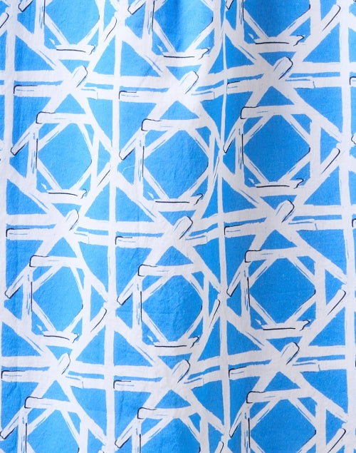 Helen Women's Blue Cotton Dress with Intricate Rattan Print