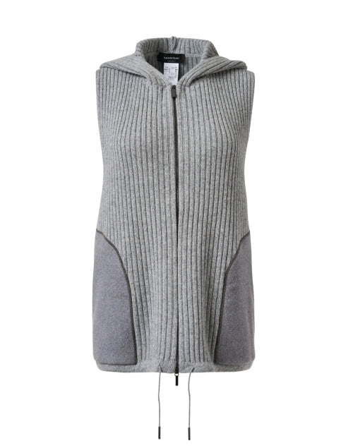 Fabiana Filippi Roccia High - quality Grey Sleeveless Hooded Wool - Silk - Cashmere Sweater