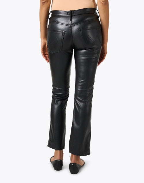Stylish Mid - rise Black Faux Leather Straight - leg Insider Pant
