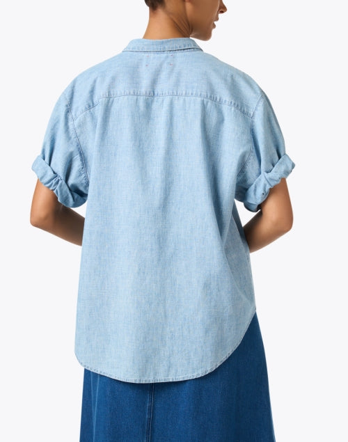 Stylish 100% Cotton Channing Chambray Shirt with Short Rolled Sleeves