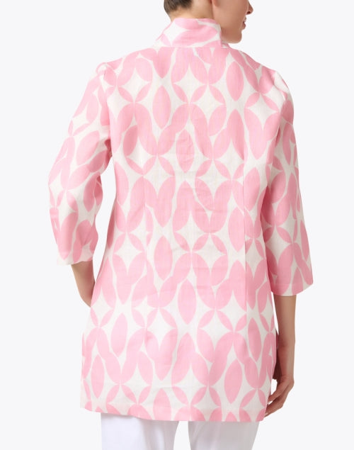 Stunning Rita Pink Abstract Floral Print 100% Linen Women's Jacket for Special Occasions
