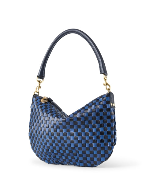Dark Blue Woven Leather Petit Moyen Messenger Bag for Effortless Style