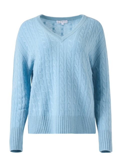 Elegant Blue Cable - Knit Luxury Cashmere Women's Sweater