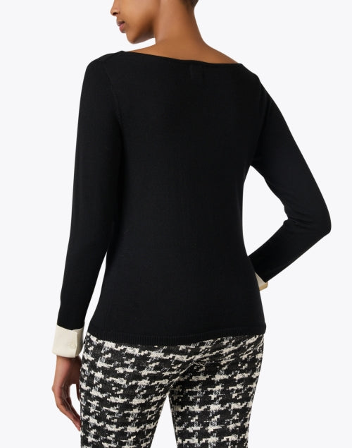 Stylish Gigi Black Sweater with Contrasting White Cuffs