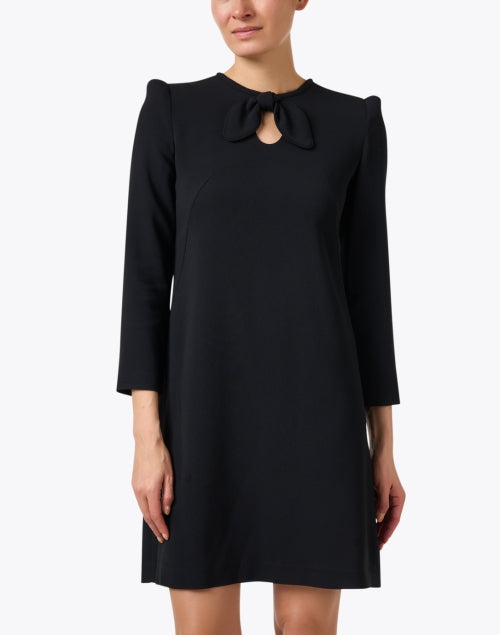 Elegant Velma Black Stretch Crepe Women's Shift Dress