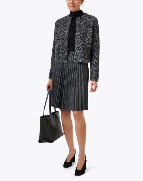Stylish Black and White Herringbone Wool Blend Jacket for Timeless Fashion