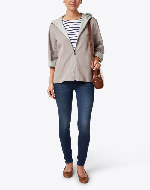 Lightweight Stone Techno Hooded Jacket for Transitional Weather