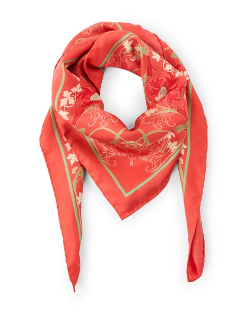 Franco Ferrari Lightweight Silk Scarf with Stunning Coral Floral Print