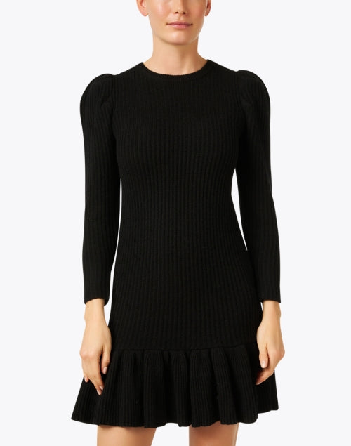 Madeleine Thompson's Stylish Black Wool Cashmere Blend Knit Sweater Dress