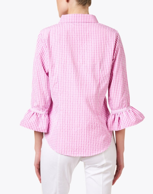 Stylish Pink and White Gingham Cotton Blend Button - Down Shirt