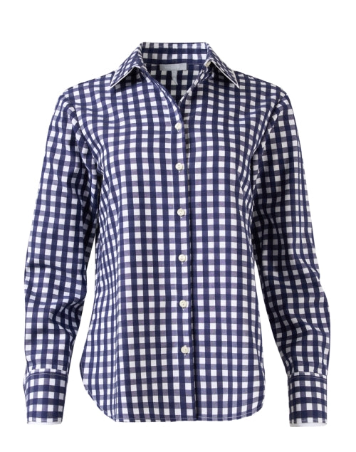 Navy and White Checked 100% Cotton Margot Style Women's Top for Sunny Days