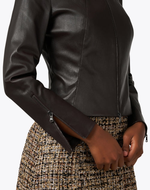Stretchy Brown Leather Jacket for Fashionable Layering
