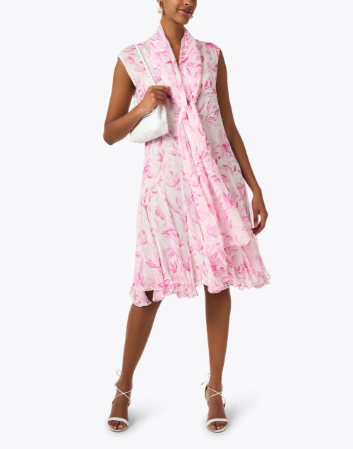 Elegant Celhia Pink Floral-Print Knee-Length Dress