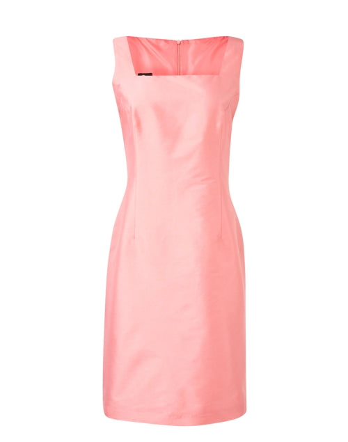 Stylish Pink Silk - Blend Sleeveless Shift Dress for All Seasons