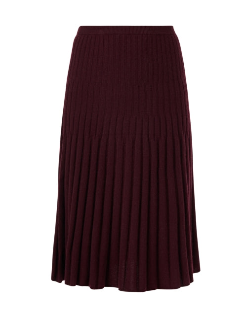 Burgundy Clove-colored Cashmere Pull-on Midi Skirt