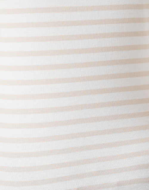 Marc Cain's Everyday Beige and White Striped Slim-Fit Round Neck Top