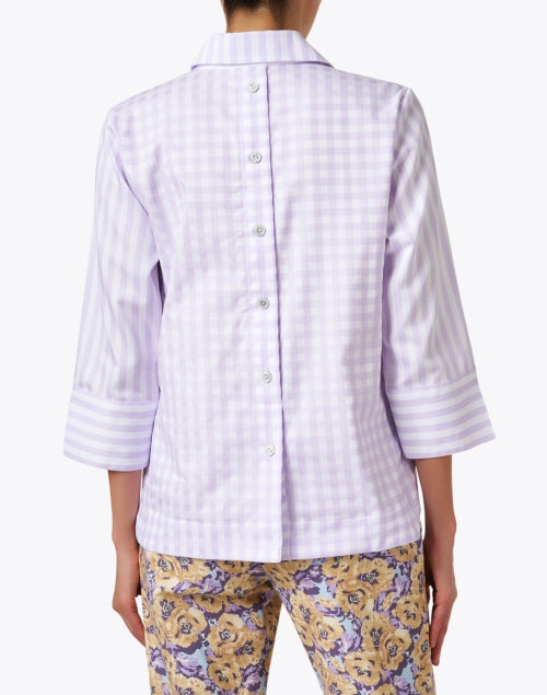 Aileen Women's Lavender and White Striped Cotton Poplin Casual Top