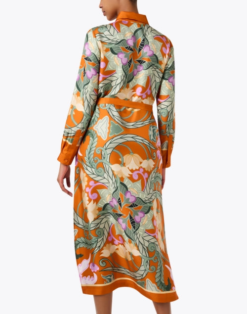 Franco Ferrari Orange Paisley Patterned Silk Women's Shirt Dress for New Season